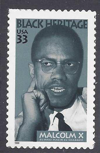 3273 Catalog # Malcolm X Black Heritage Single 33 Cent Stamp from sheet