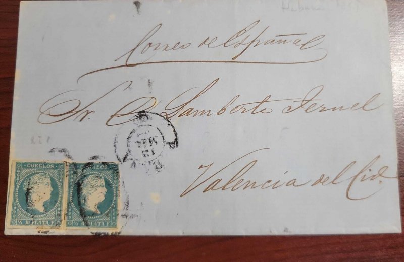 O) CUBA, SPANISH COLONY, QUEEN ISABELLA II, SIK  FILIGRANA, CORREO DE ESPAÑA, C