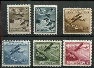 LIECHTENSTEIN AIMAIL SCOTT#C1-6 MINT MINT HINGED (C4 IS NH)--SCOTT $265.00