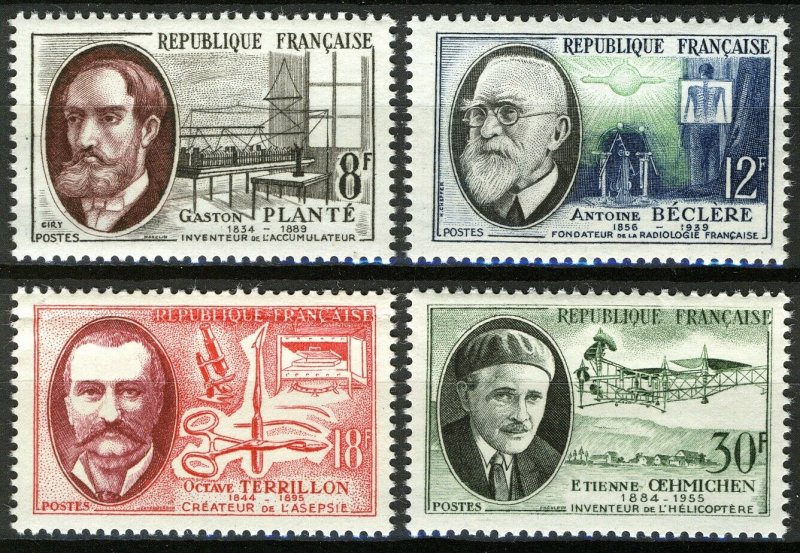 France 1957, French inventor and scientist set VF MNH, Mi 1124-27 cat 4€