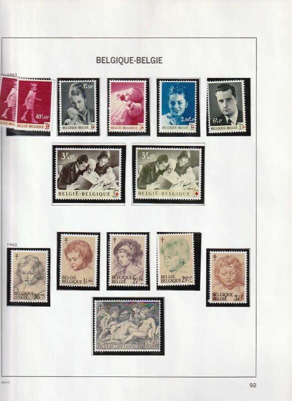 BELGIUM 1963/64 MNH+Sheets Art Red X on Pages (60+Items)BR1250 