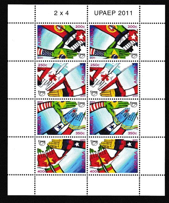 Aruba  #376    MNH  2011  sheet  with 2 blocks of 4  postal union