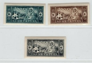 NDH CROATIA 3rd REICH PUPPET STATE 1945 NON ISSUED RED CROSS SET PERFECT MNH