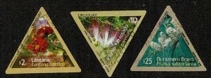Uruguay #2249,50,52 U triangle flowers