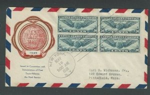 C24 FDC Block Of 4 May 16 1939 Issued To Pay For Trans-Atlantic Air Mail-----