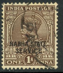 INDIA ICS NABHA 1932-45 KGV 1a Dark Brown OFFICIAL Scott No. O35 VFU