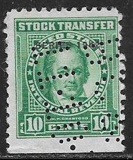 USA RD121, 10c Stock Transfer Revenue William Crawford, s...