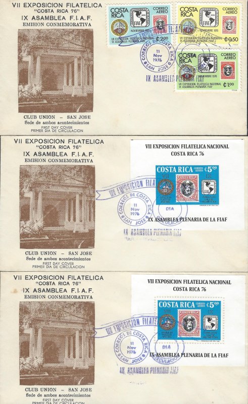 COSTA RICA NATL PHIL EXHIB,INVERTED CENTER STAMP 1901,EMBLEMS Sc C669-C672 FDC