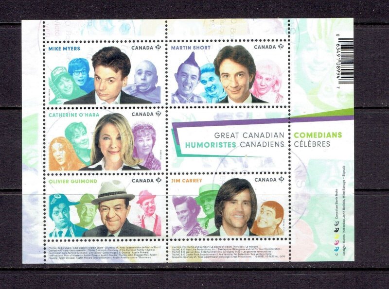 CANADA - 2014 GREAT CANADIAN COMEDIANS SOUVENIR SHEET - SCOTT 2772 - USED 