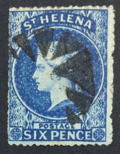 MOMEN: ST HELENA SG #2a ROUGH 1861 USED £140 LOT #225508-5172