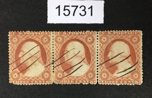 MOMEN: US STAMPS # 26 STRIP OF 3 USED LOT #15731