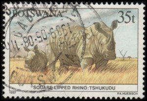 Botswana 417 - Used - 35t Square-lipped Rhinoceros (1987) (cv $1.45)