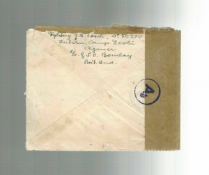 WW 2 Deoli India Prisoner of War POW CAmp Censored Cover to Germany