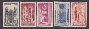 France B185-89 MNH OG 1944 French Cathedrals Full Set of 5 Very Fine