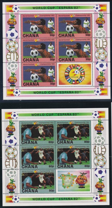 Ghana # 804, 806, 808, 809, World Cup Soccer Mini Sheets, NH,