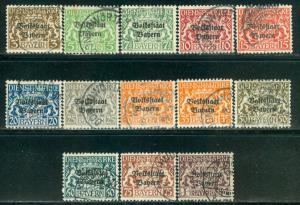 German States Bavaria Scott # O20 - O32, used