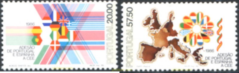134559 MNH PORTUGAL 1986 ADMISION DE ESPAÑA Y PORTUGAL AL SENO DE LA C.E.E.