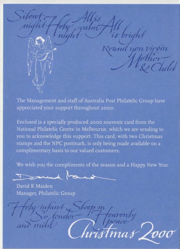Australia 2000 Christmas Souvenir Card CTO by NPC Melbourne