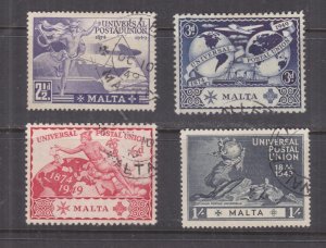 MALTA, 1949 UPU set of 4, used.