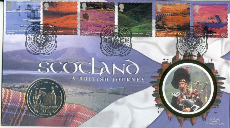 2003 Benham Scotland Cover with Gibraltar 1 Crown Coin 