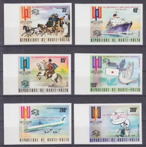 Burkina Faso Sc 339-C200; Mi 532-537, Bl 28; MNH. 1974 UPU, imperf set incl s/s