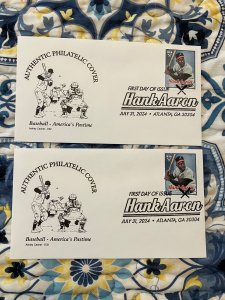 2 HABK AARON FDC Ashley cachets