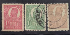 ROMANIA SCOTT# 253,256,257 USED  1920-27