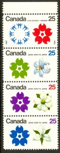 CANADA 1970 OSAKA JAPAN EXPO 70 Vertical Setenant Strip Sc 508-511 MNH