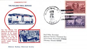 US EVENT CACHET COVER THE FIRST RAILWAY MAIL SERVICE AT HANNIBAL MISSOURI 1971