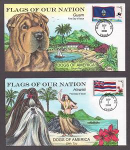 **US FDC SC# 4273-4288 Washington, DC 6/14/2008 Flags of the US & Dogs Collins 