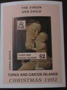 TURKS & CAIOS-CHRISTMAS SHEET-VIRGIN & CHILD MINT S/S VF WE SHIP TO WORLDWIDE