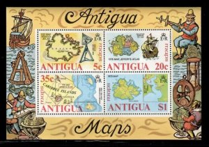 Antigua 1975 - Atlas Maps - Sheet of 4 Stamps - Scott #382A - MNH