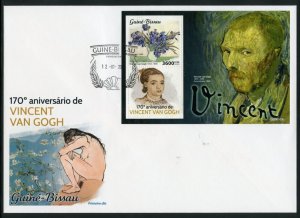 GUINEA BISSAU  2023 170th ANN VINCENT van GOGH PAINTINGS SOUVENIR SHEET FDC