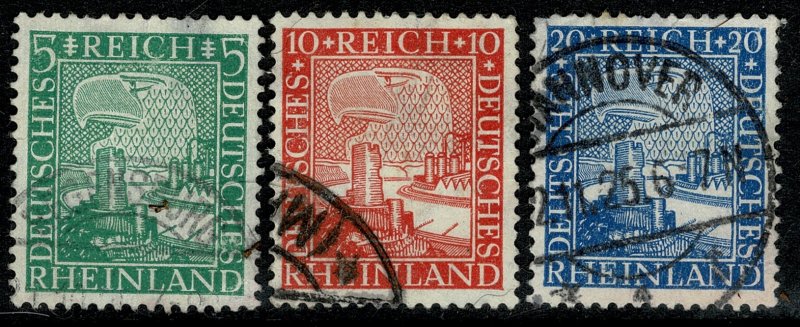 GERMANY 1924 RHINELAND MILLENARY FULL SET of3 USED (VFU) SG 384-6 P.14 XF/SUPERB