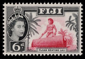 FIJI QEII SG314, 6d carmine & black, NH MINT.