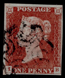 GB QV SG8, 1d red-brown PLATE 37, FINE USED. Cat £110. BLACK MX IB