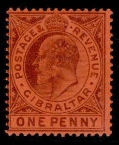 GIBRALTAR EDVII SG47, 1d dull purple/red, M MINT. Cat £35.