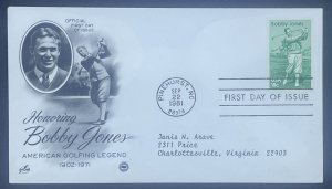 Scott 1933 FDC Bobby Jones  Artcraft Cachet