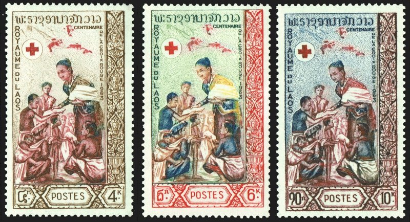 Laos #85-87  MNH - Red Cross (1963)