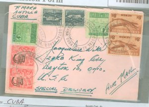 Cuba  1940  Airmail cover to USA; special delivery, Dayton receipt reverse.