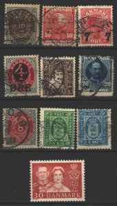 COLLECTION LOT # 3463 DENMARK 10 STAMPS 1870+ CV+$30