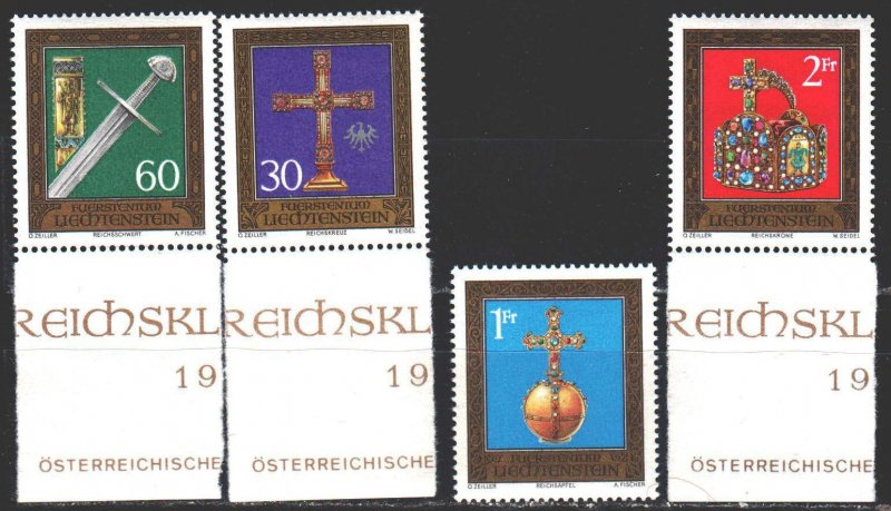 Liechtenstein. 1975. 625-28. Historical artifacts, sword, attributes of power...