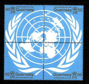 Guernsey-Sc#559-unused NH block of 4-UN 50th anniversary-199