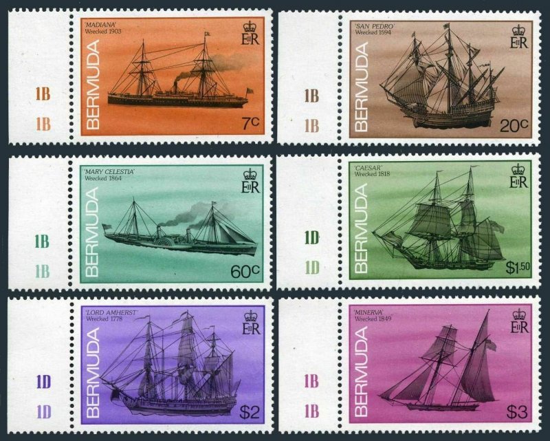 Bermuda 484-488-492-494-495-496,MNH. Shipwrecks,1986.