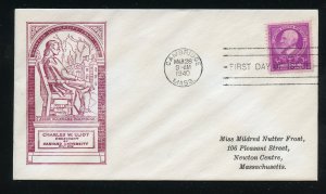 US 871 M=60 Charles Eliot Famous American Harvard SC cachet FDC ADDR 