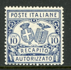 Italy 1928 Authorized Delivery 10¢ Blue Scott # Ey1 Postally Mint F306