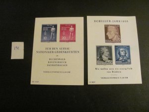 GERMANY DDR MNH  1955 2  SOUVENIR SHEETS  XF  (191)