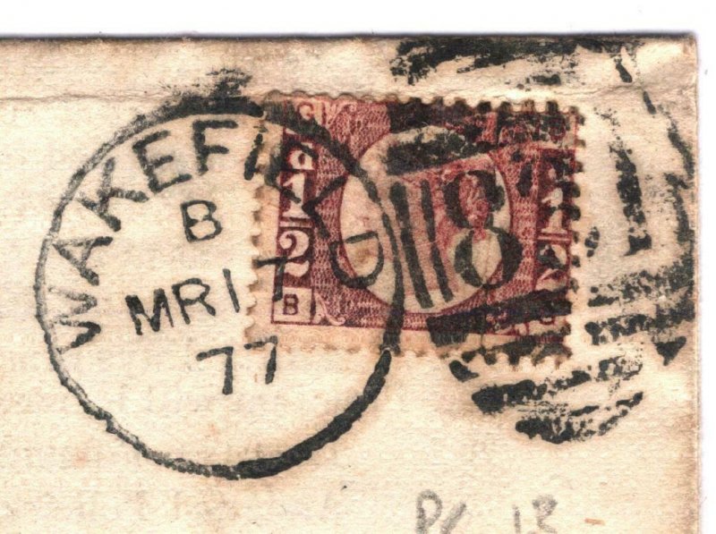 GB HALFPENNY p13 Cover Illustrated Contents Yorks Wakefield ½d Red 1877 15.4