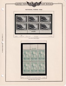 Sc# 740 / 749 U.S 1934 Nat'l Parks perf plate block set MNH CV $133.50