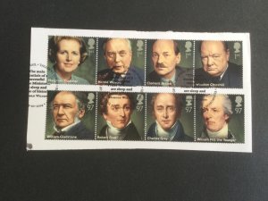 2014 GB Prime Ministers incl Churchill.Set of 8 used stamps.ex FDC on paper